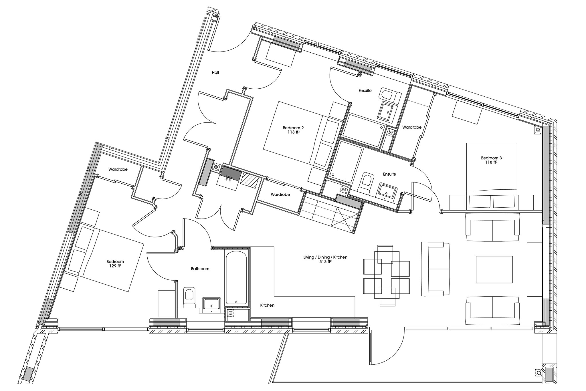 Apo at The Gatefold 3 bed apartment floorplan