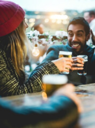 The Box Bar Birmingham, customers enjoying a pint at
