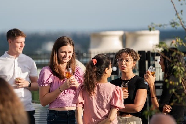 a girl at roof terrace event sitting on deckchair