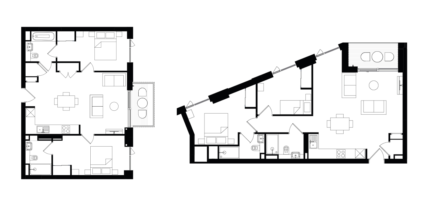 A 2 bedroom apartment floorplan