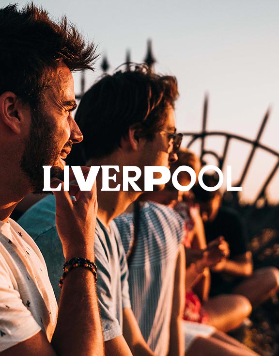 Liverpool - people enjoying early evening sun