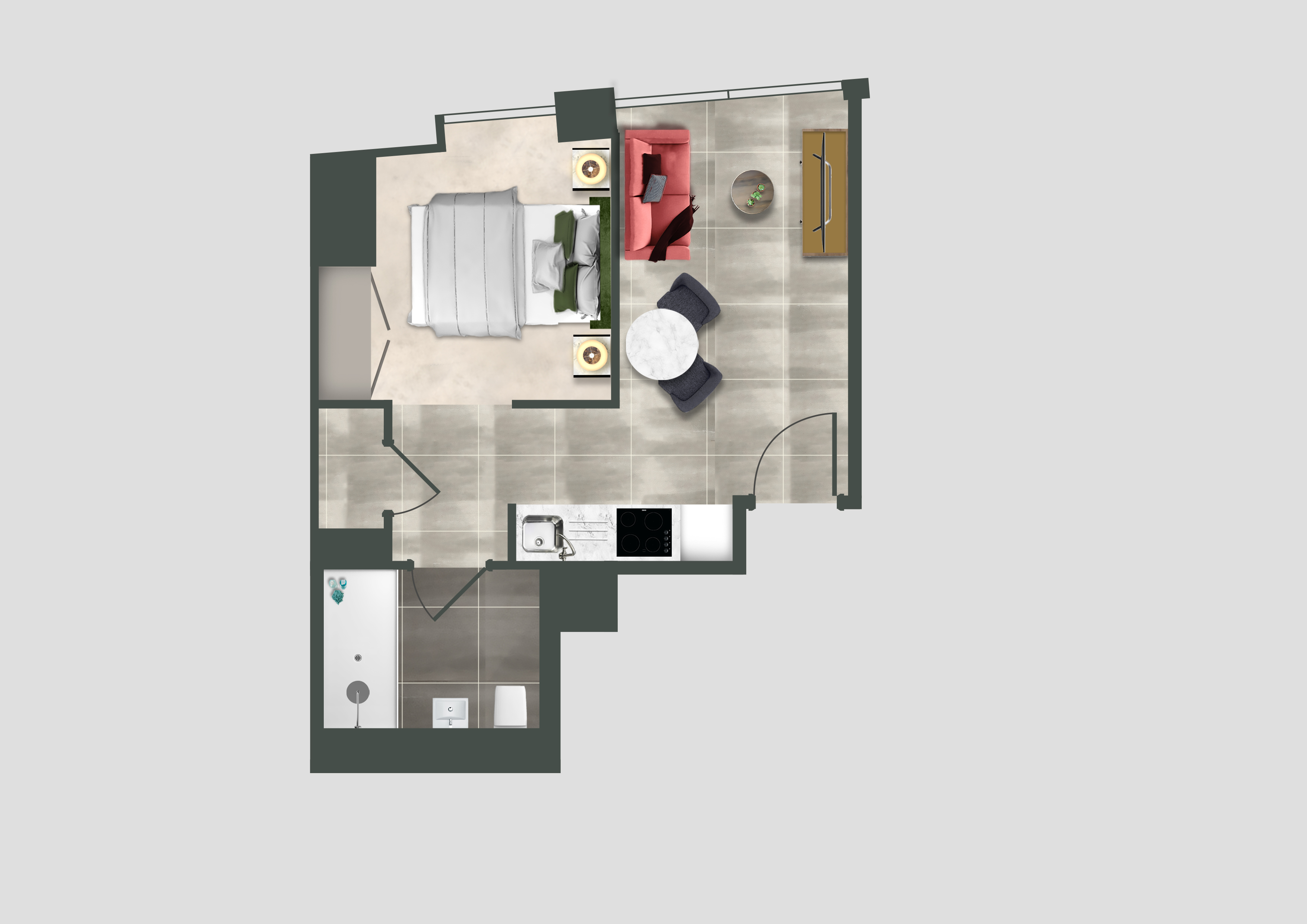 Studio apartment floorplan