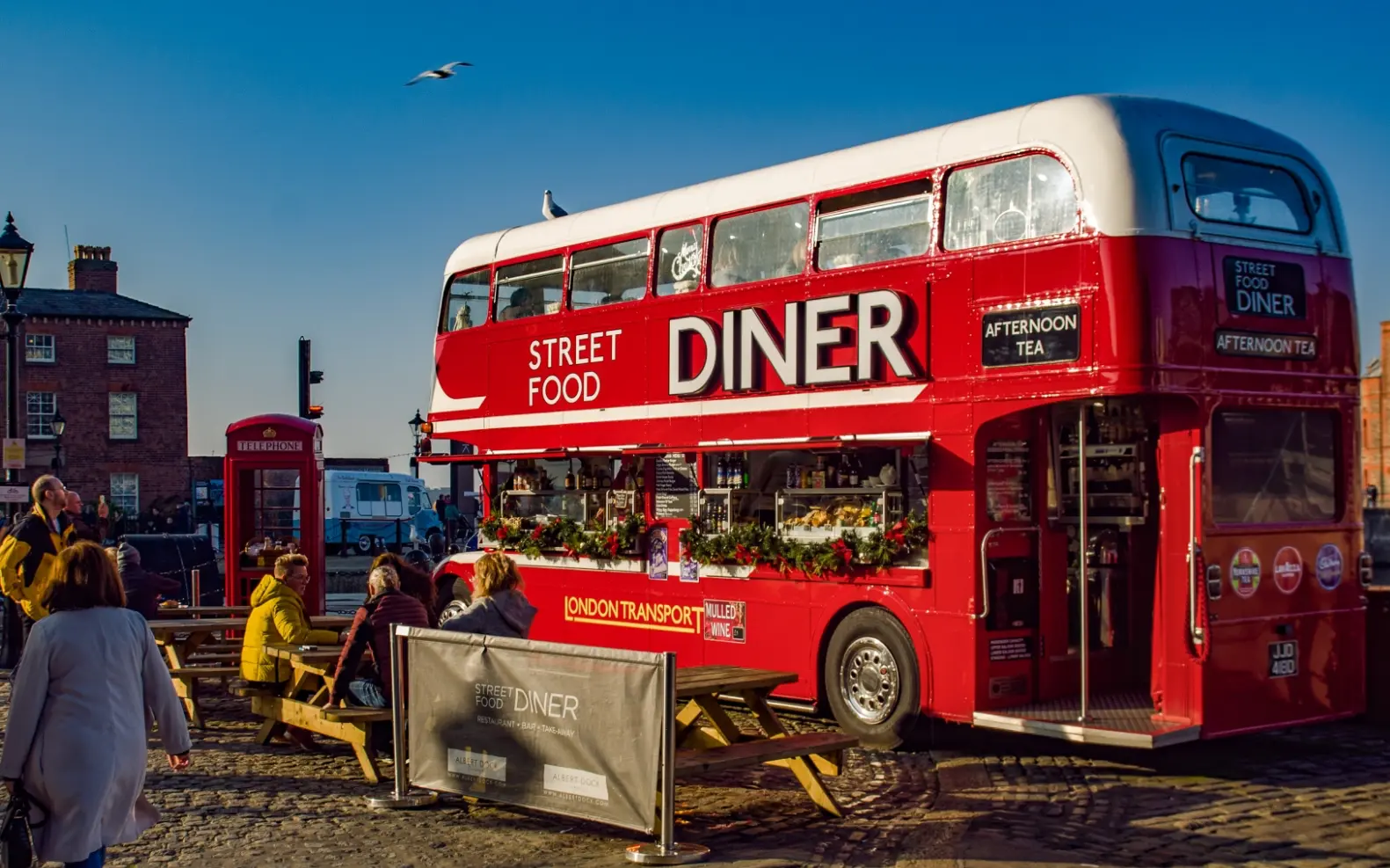 picture of a food bus on streets in Liverpool
