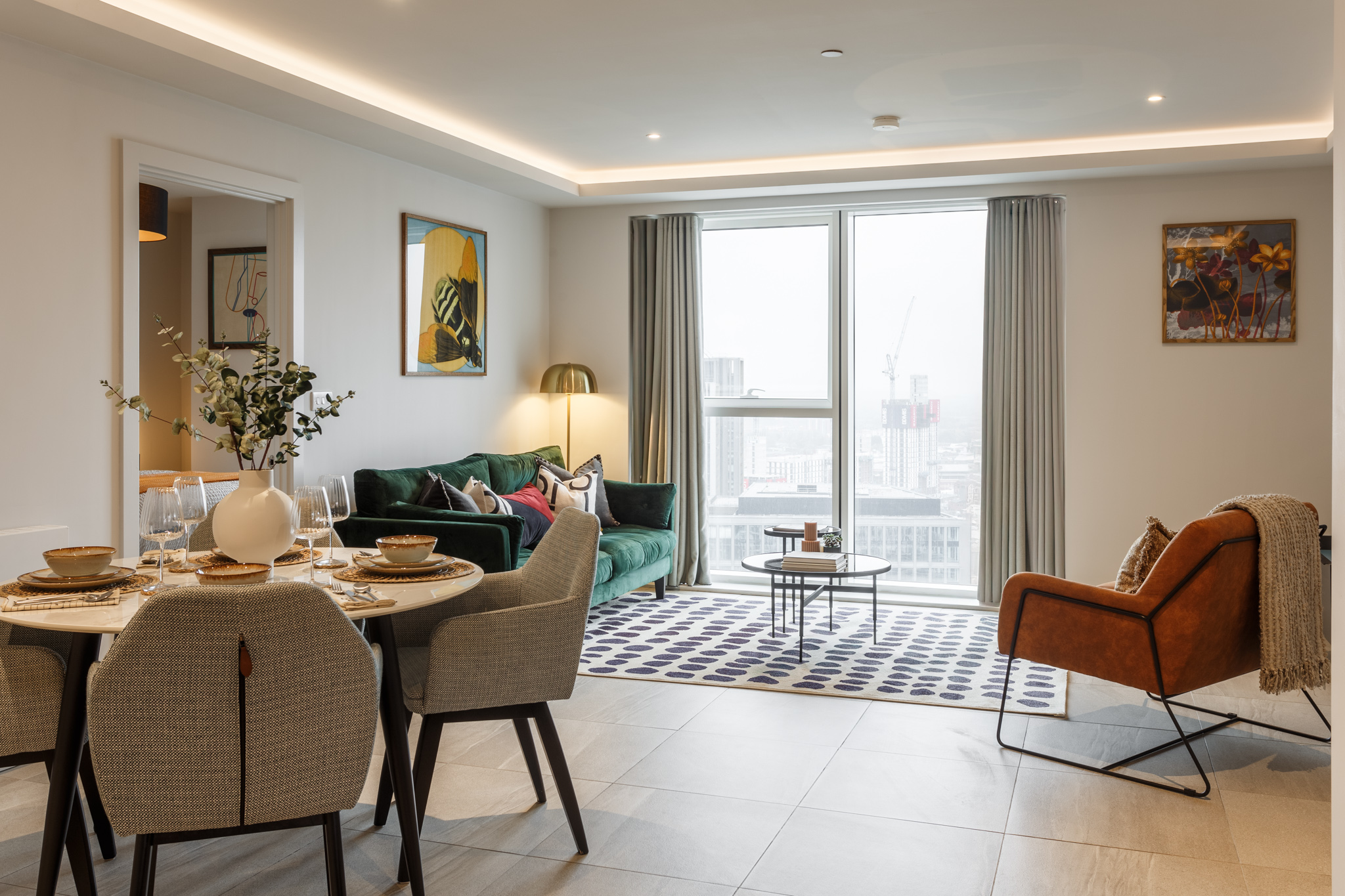 contemporary kitchen units and dining area