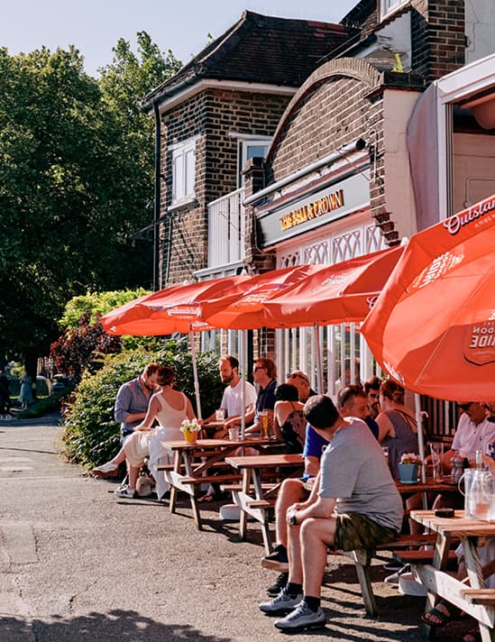 Outside of riverside pub The Bell & Crown in Chiswick