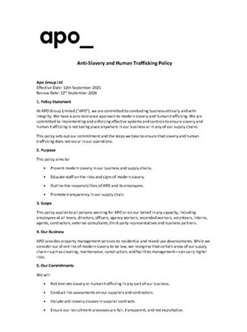 Anti-Slavery and Human Trafficking Policy 