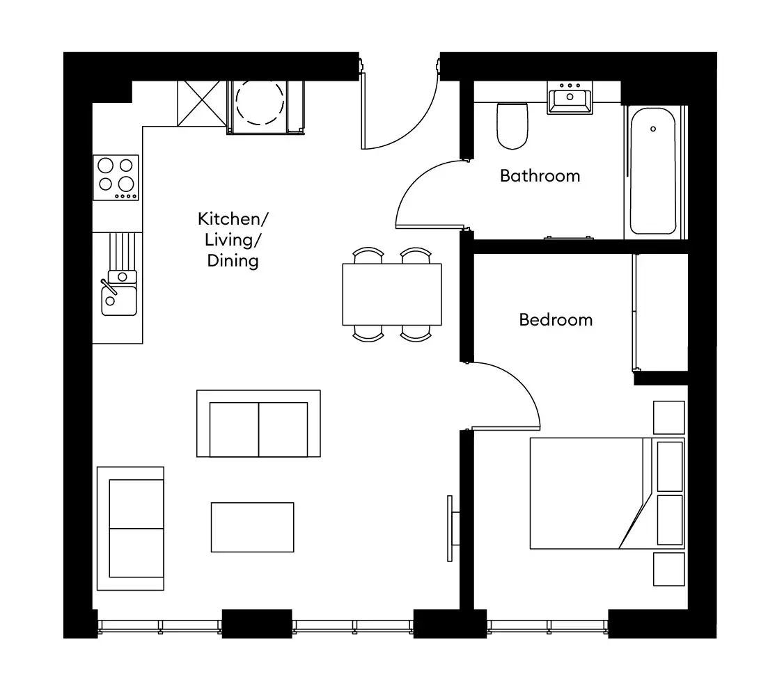 a image of 1 bed floorplan