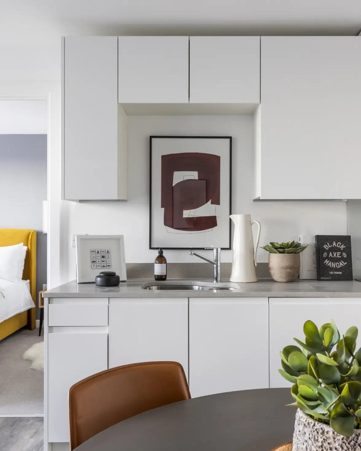 contemporary kitchen with table and chairs